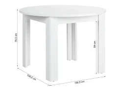 Mesa de comedor 106x106x77 cm blanca redonda