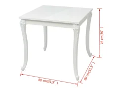 Mesa de comedor 80x80x76 cm blanco brillante
