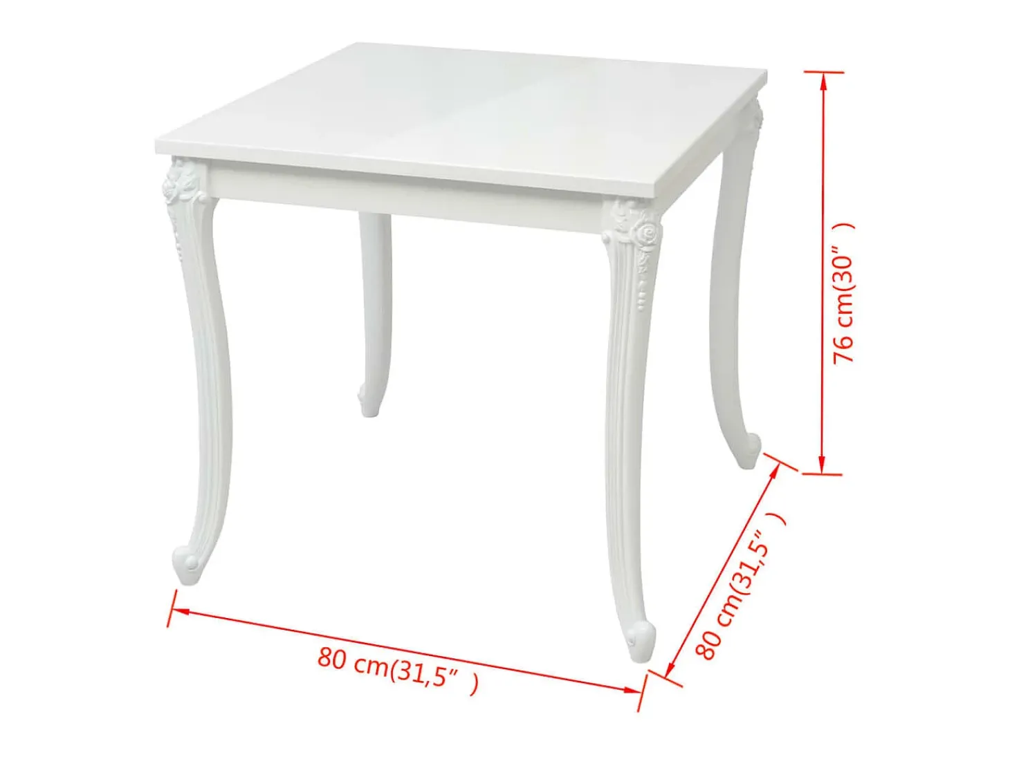 Mesa de comedor 80x80x76 cm blanco brillante