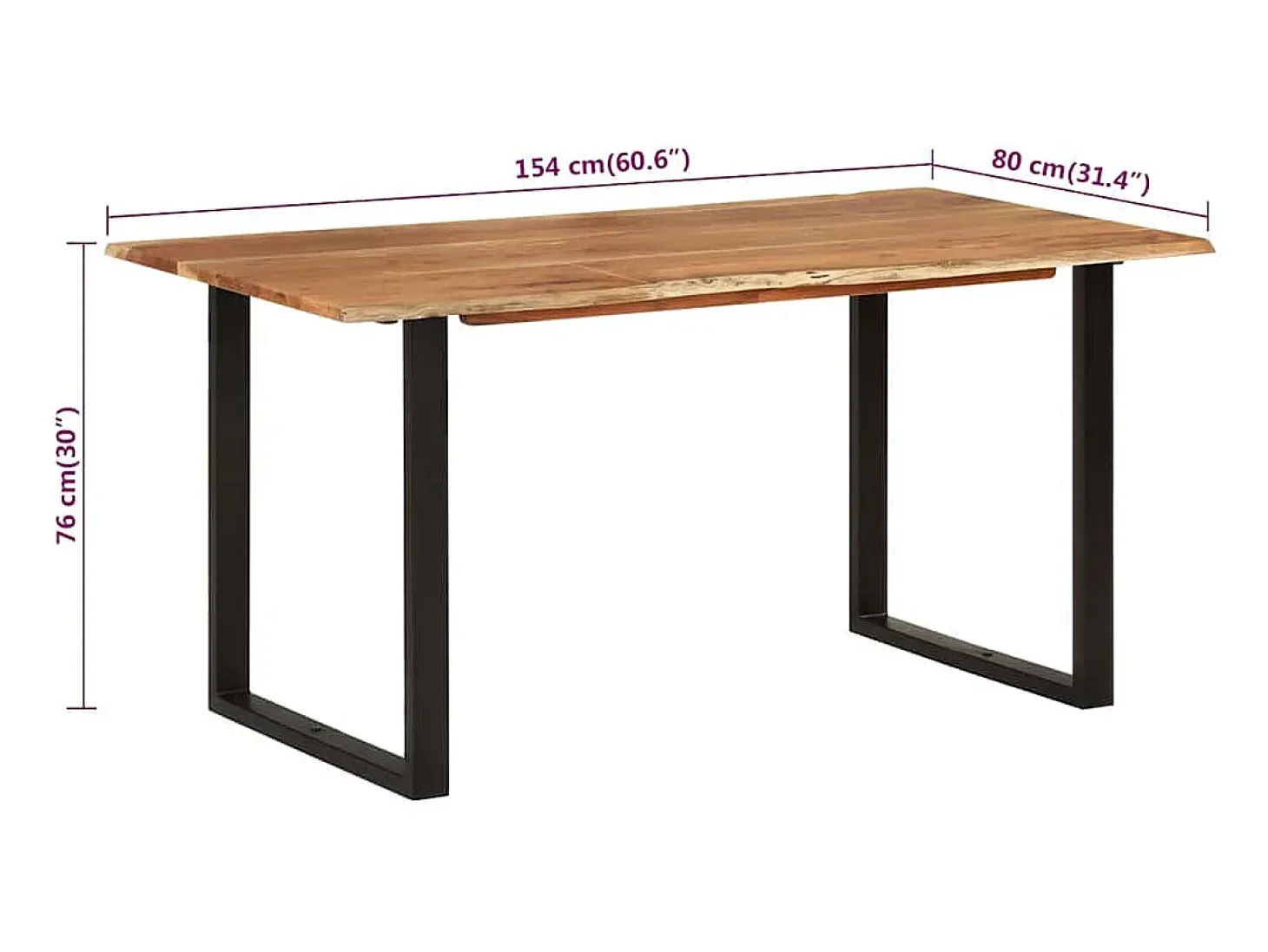 Mesa de comedor 154x80x76 cm Madera maciza de acacia