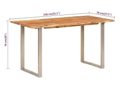Mesa de comedor 140x70x76 cm Madera maciza de acacia