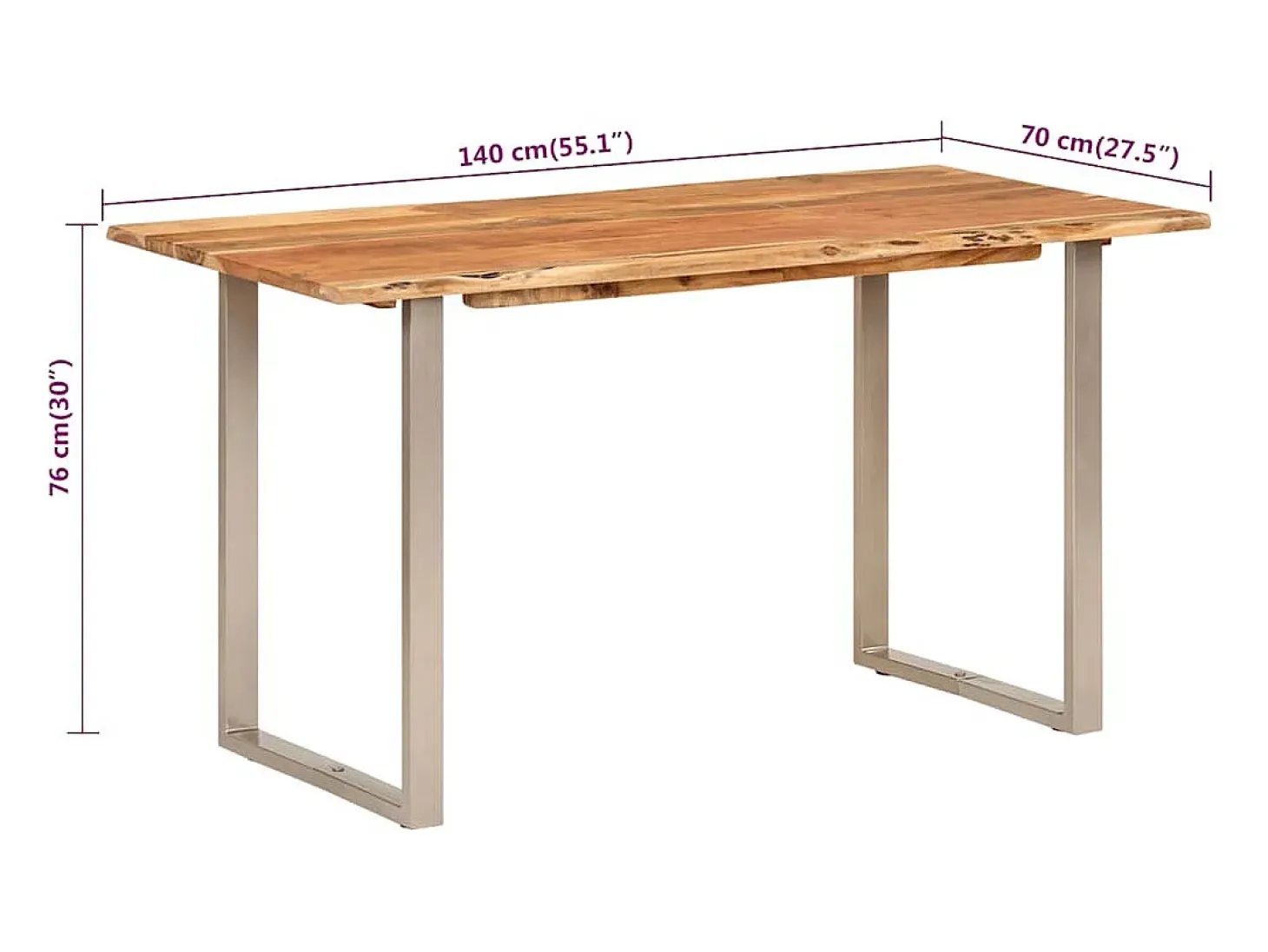 Mesa de comedor 140x70x76 cm Madera maciza de acacia