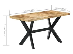 Mesa de comedor 140x70x75 cm Madera maciza de mango en bruto