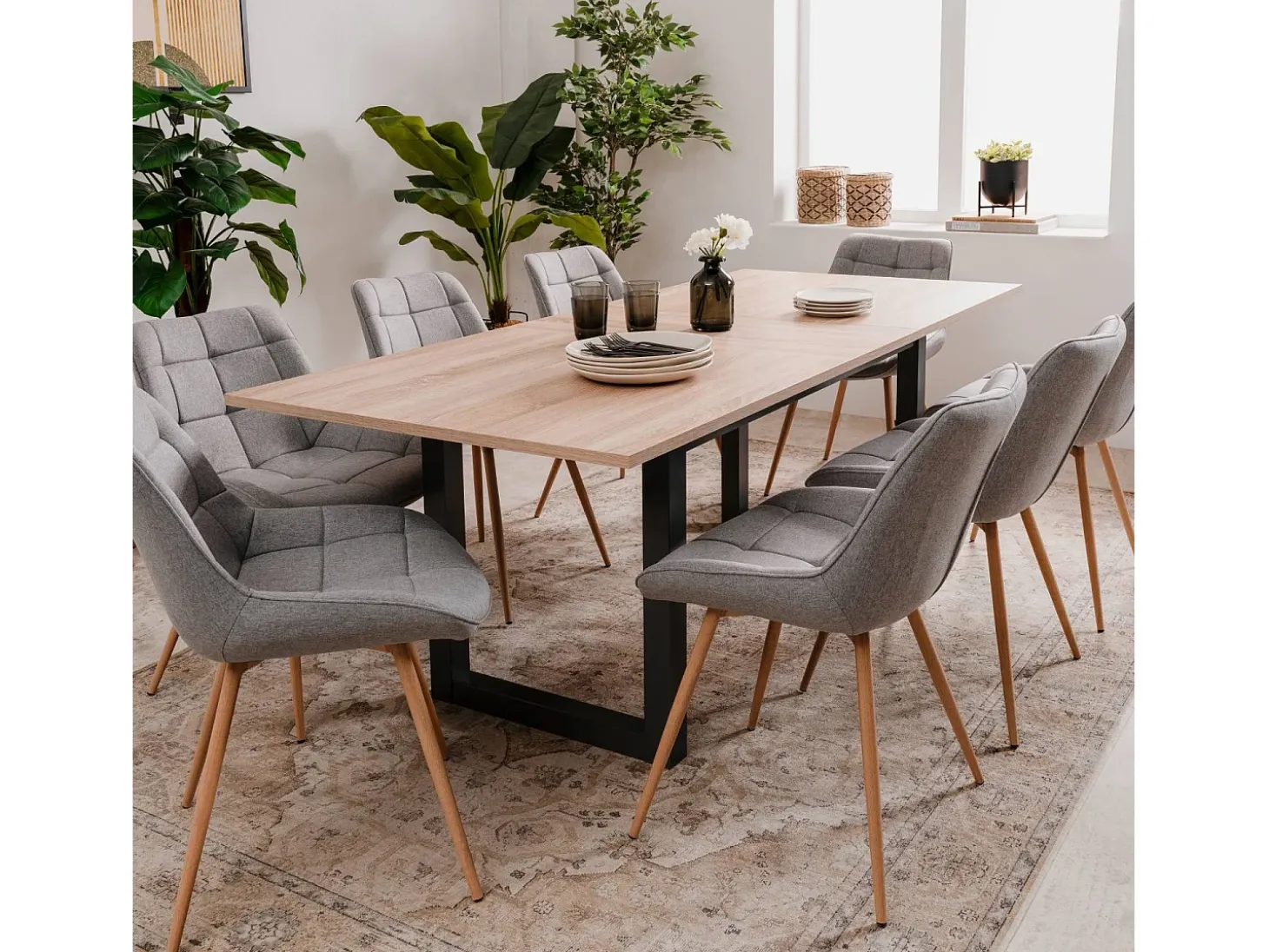 Mesa de comedor 160x90x75 cm natural antracita