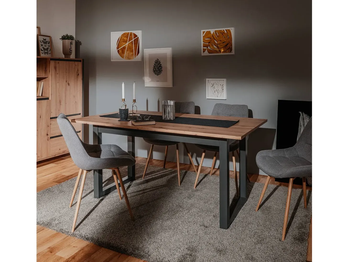 Mesa de comedor 160x90x75 cm natural antracita