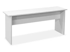 Mesa de comedor y bancos 3 piezas madera contrachapada blanca