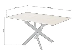Mesa de comedor Zen patas cruzadas roble/negro 75x140x80 cm Adec