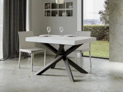 Mesa de diseño Artemis 130 cm blanco mate con patas entrelazadas antracita