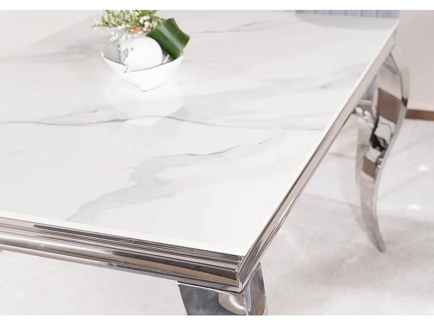 Mesa de diseño Bolti 180cm de metal blanco y cerámica