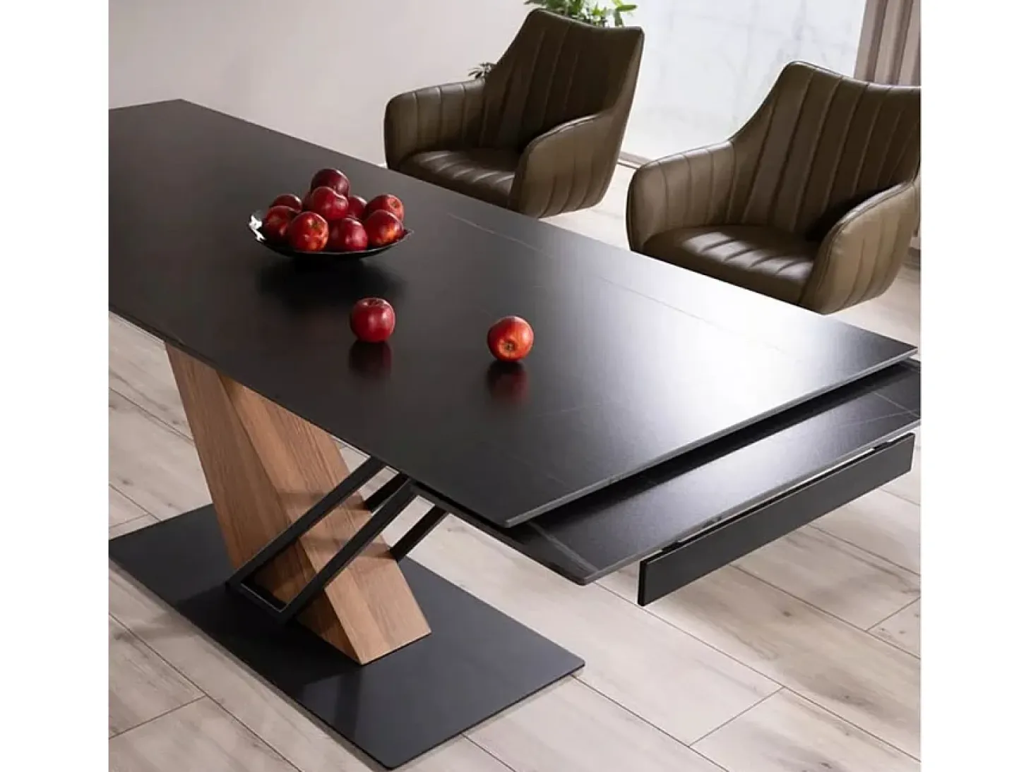 Mesa de diseño extensible Viro 180-240cm efecto metal y mármol