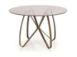 Mesa de diseño Mick de bronce y vidrieras