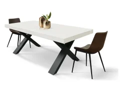Mesa de fresno blanco,patas antracita,ext.160x90-240x90cm - AMALFI