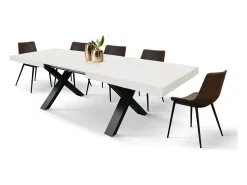 Mesa de fresno blanco,patas antracita,ext.160x90-240x90cm - AMALFI