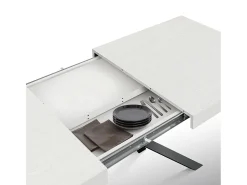 Mesa de madera, acabado blanco, base X antracita, extensible 160x90 - CAMAIORE