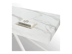 Mesa de madera, acabado blanco, patas blancas, extensible 140x90- 220x90 - CARRARA