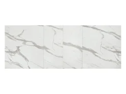 Mesa de madera, acabado blanco y base negra, extensible 140x90-220x90 - FORTE DEI MARMI