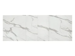 Mesa de madera, acabado estatuario blanco, patas negras, extensible 160x90-240x90 - CARRARA