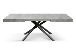 Mesa de madera, acabado gris, base de metal antracita, 180×90–260×90 - CARRARA