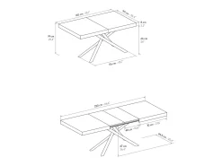 Mesa de madera, acabado gris, base de metal antracita, 180×90–260×90 - CARRARA