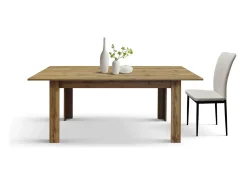 Mesa de madera, acabado roble rústico, extensible 120x80 cm - 160x80 cm - ZAGABRIA