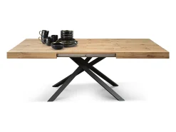 Mesa de madera, acabado roble, base antracita, extensible 140x90 - FORTE DEI MARMI