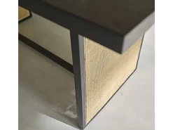 Mesa de madera de mango maciza y rejilla para 6 pers.