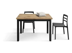 Mesa de madera efecto roble,patas antracita,110x70-190x70cm - POSITANO