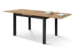 Mesa de madera efecto roble,patas antracita,110x70-190x70cm - POSITANO