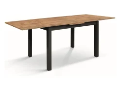 Mesa de madera efecto roble,patas antracita,110x70-190x70cm - POSITANO