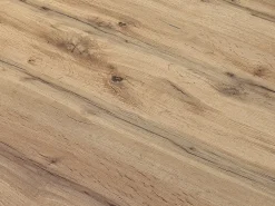 Mesa de madera, efecto roble, base blanca, ext.140x90-220x90cm - CARRARA