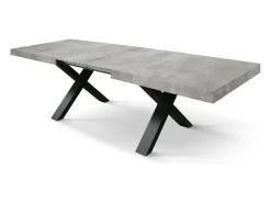 Mesa de madera gris cemento, patas antracita, ext.180x90-260x90cm - AMALFI
