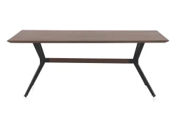 Mesa de madera maciza de acacia 200x100 con patas metálicas negras