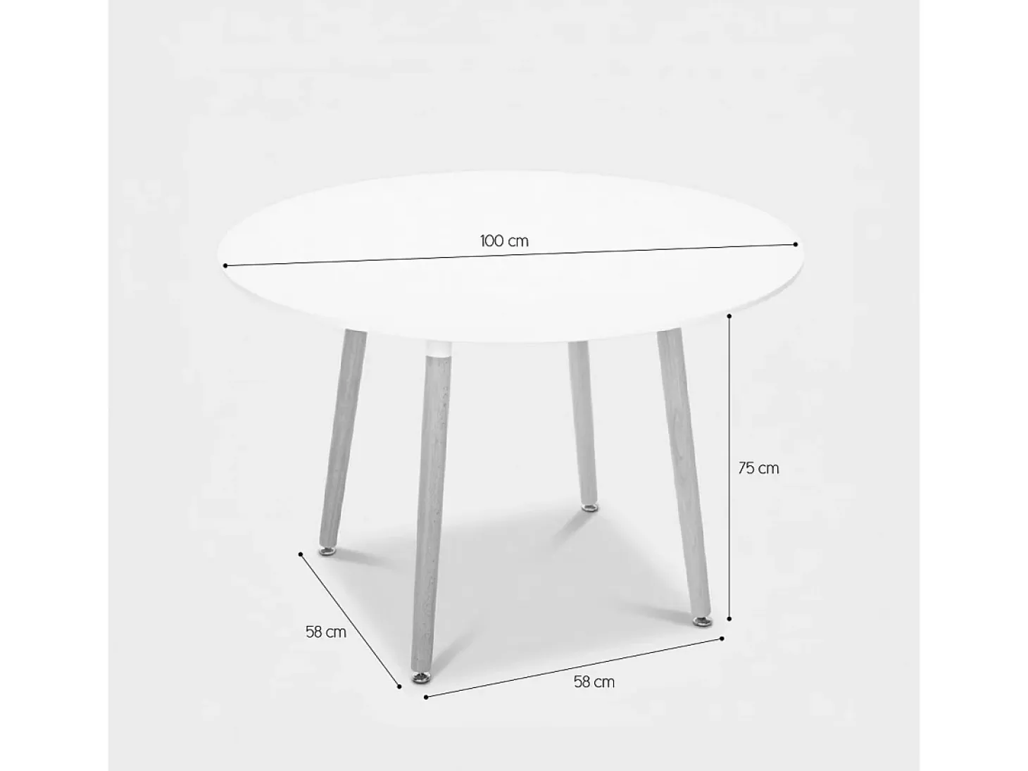 Mesa de madera redonda diseño madera 100cm cocina bar restaurante Moss - Blanco