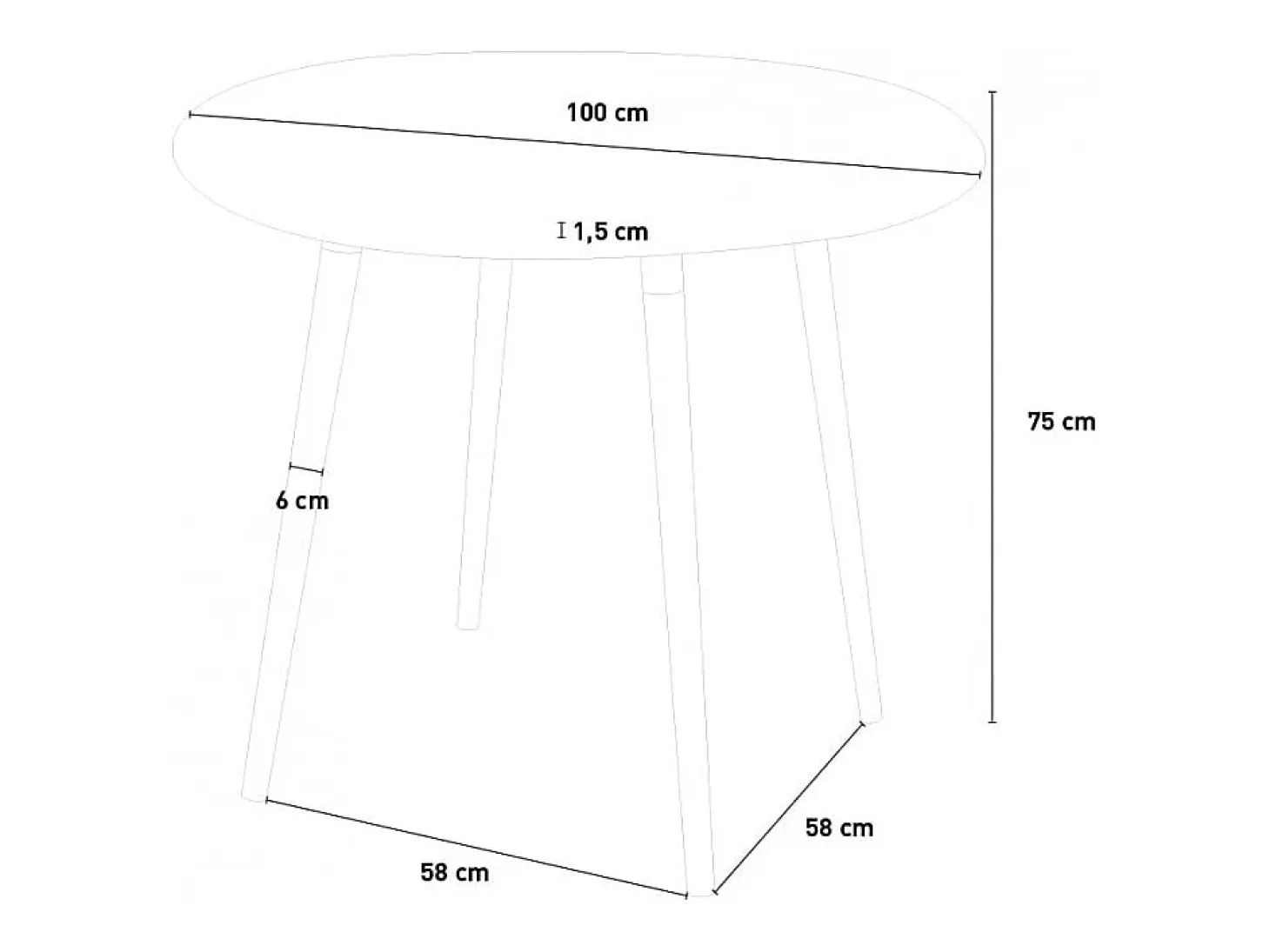 Mesa de madera redonda diseño madera 100cm cocina bar restaurante Moss - Blanco