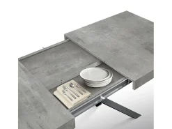 Mesa de madera,acabado gris cemento,base antracita,extensible 140x90 - FORTE DEI MARMI
