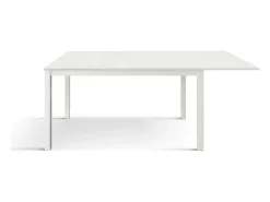 Mesa de madera,fresno blanco, base blanca, ext.120x80-170x80cm - TROPEA