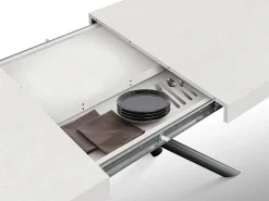 Mesa de madera,fresno blanco, base antracita, ext.160x90-240x90cm - CARRARA