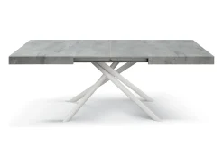 Mesa de madera,gris cemento, base blanca, largo 140x90-220x90cm - CARRARA