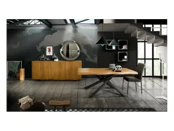 Mesa de roble macizo, patas de metal negro, 250x100 cm - BOLGHERI