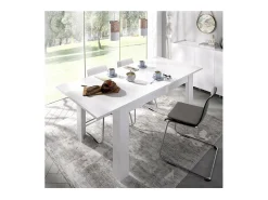 Mesa de salon extensible Baños de la encina en color blanco brillo. 76 cm(alto)140-180 cm
