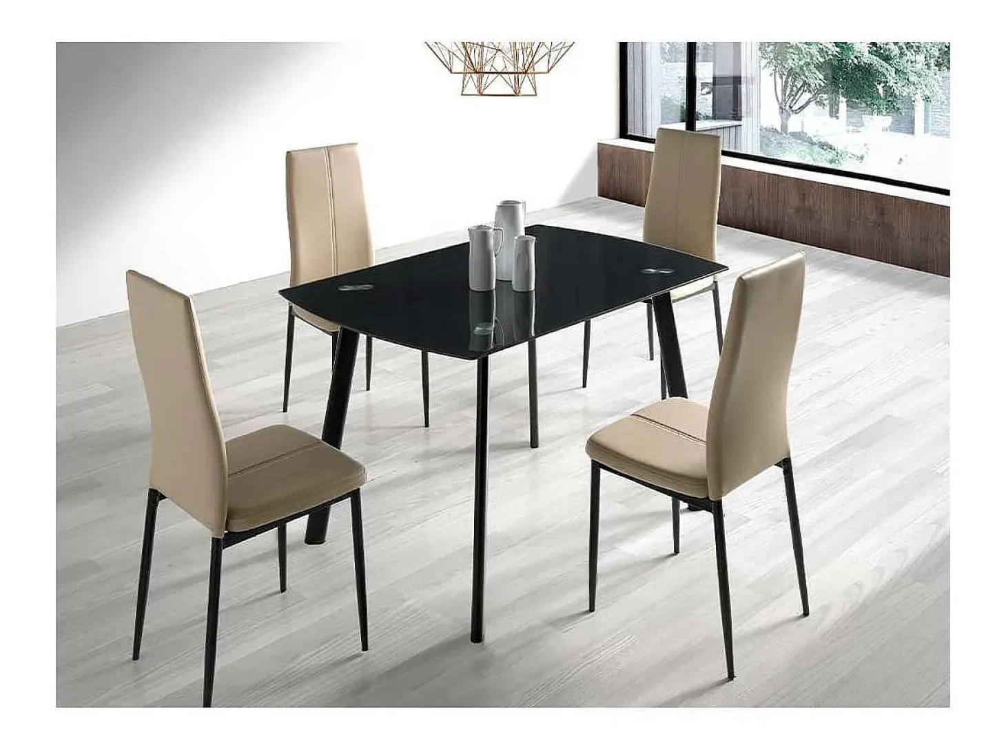 Mesa de Salon Paula cristal negro, 76cm(alto) 120cm(ancho) 80cm(largo)