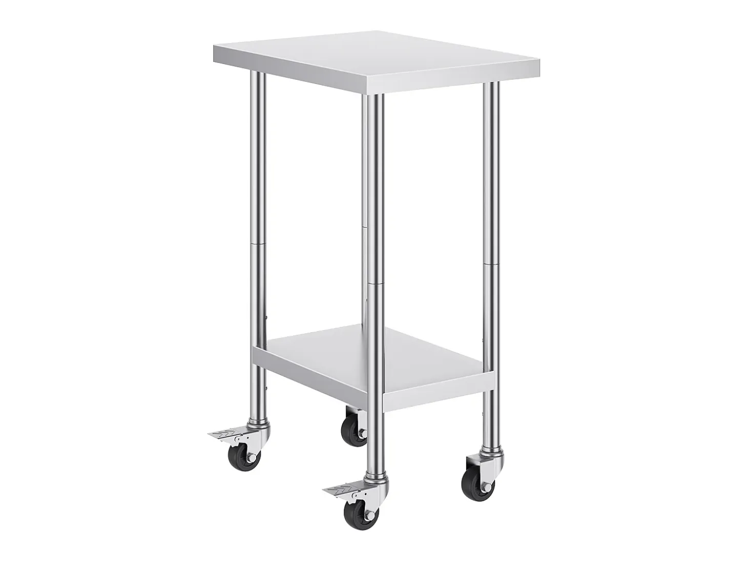 Mesa de Trabajo de Acero Inoxidable SucceBuy, 610 x 457 x 954,6 mm, Mesa Comercial de Preparación con 4 Ruedas