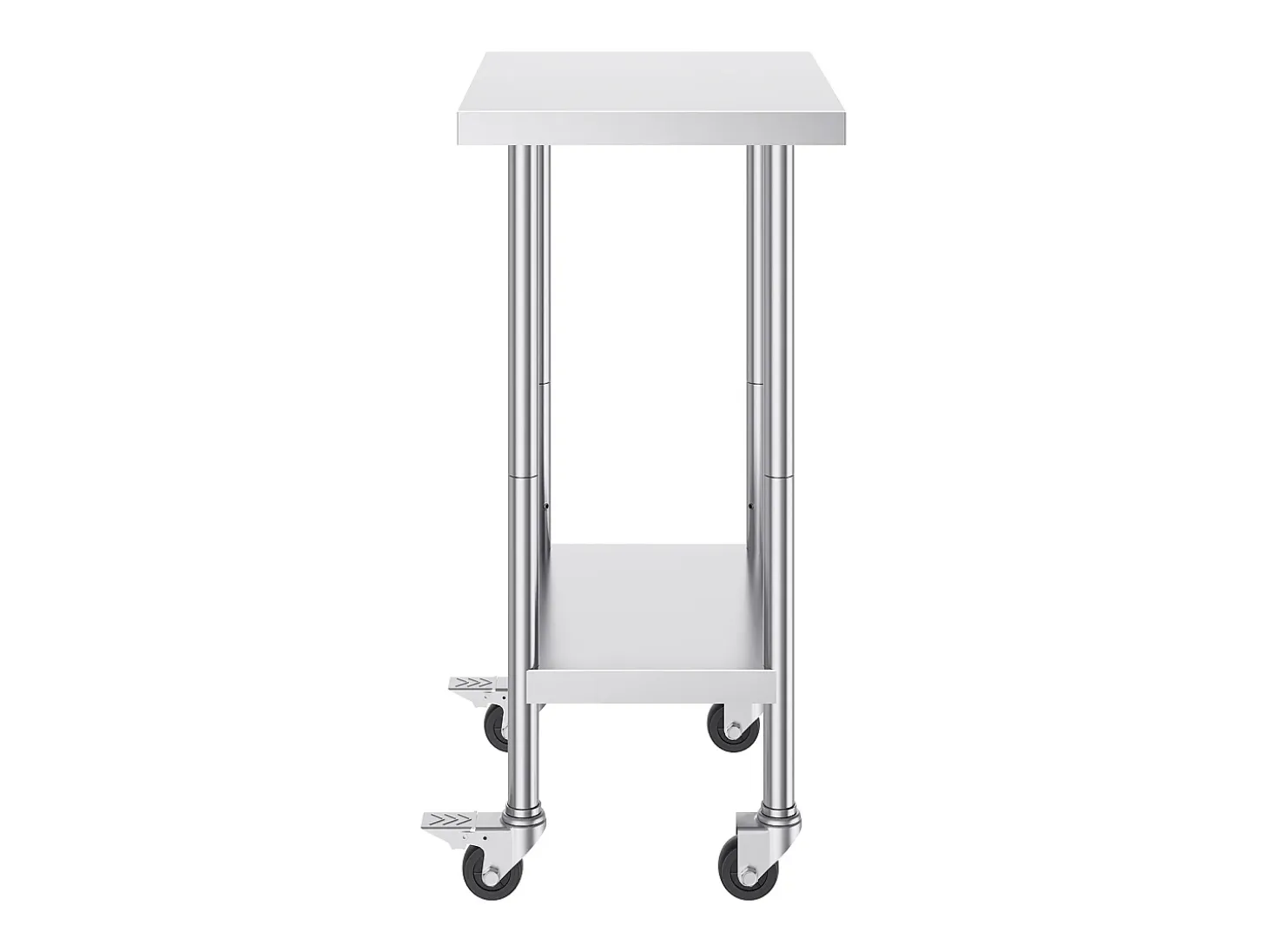 Mesa de Trabajo de Acero Inoxidable SucceBuy, 610 x 457 x 954,6 mm, Mesa Comercial de Preparación con 4 Ruedas