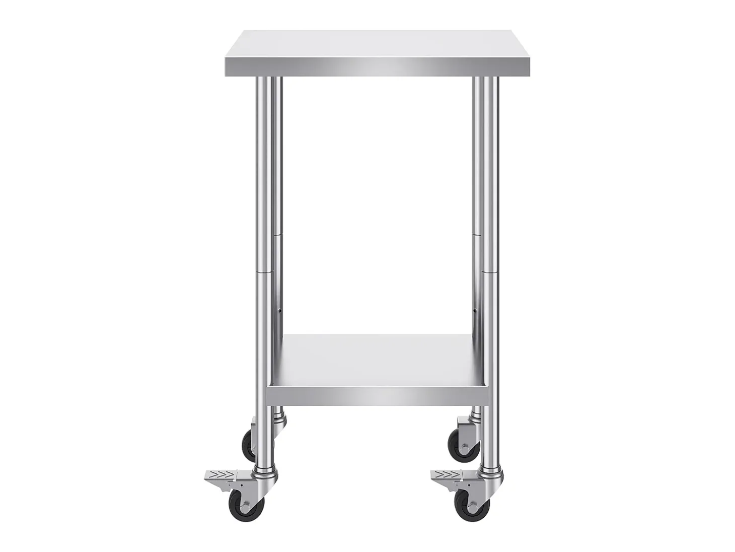 Mesa de Trabajo de Acero Inoxidable SucceBuy, 610 x 457 x 954,6 mm, Mesa Comercial de Preparación con 4 Ruedas