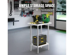 Mesa de Trabajo de Acero Inoxidable SucceBuy, 61 x 45,7 x 86,4 cm, Estación de Trabajo Comercial para Alimentos