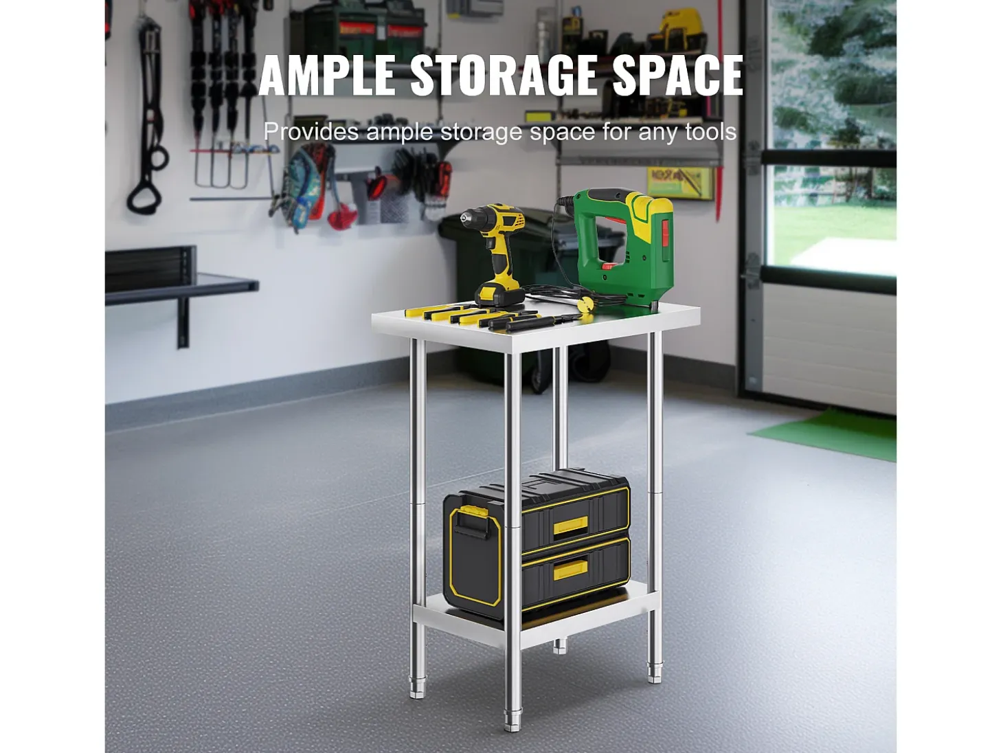 Mesa de Trabajo de Acero Inoxidable SucceBuy, 61 x 45,7 x 86,4 cm, Estación de Trabajo Comercial para Alimentos