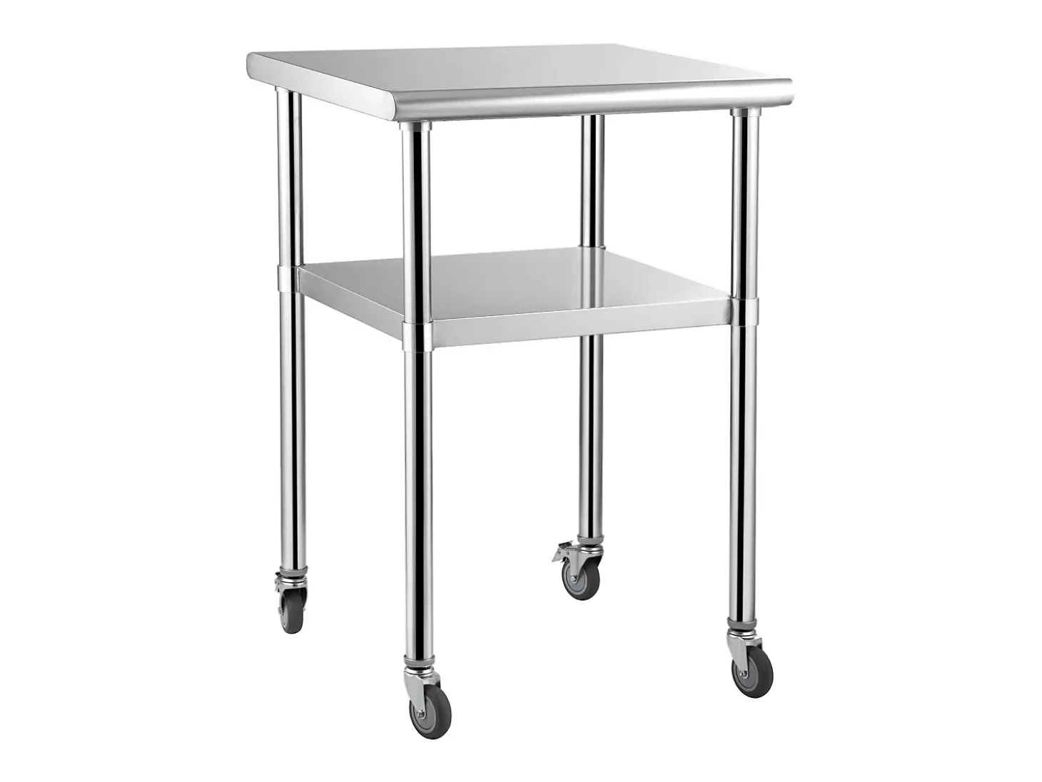 Mesa de Trabajo de Acero Inoxidable SucceBuy, 61 x 61 x 85 cm, Mesa de Preparación de Alimentos Comercial con Ruedas