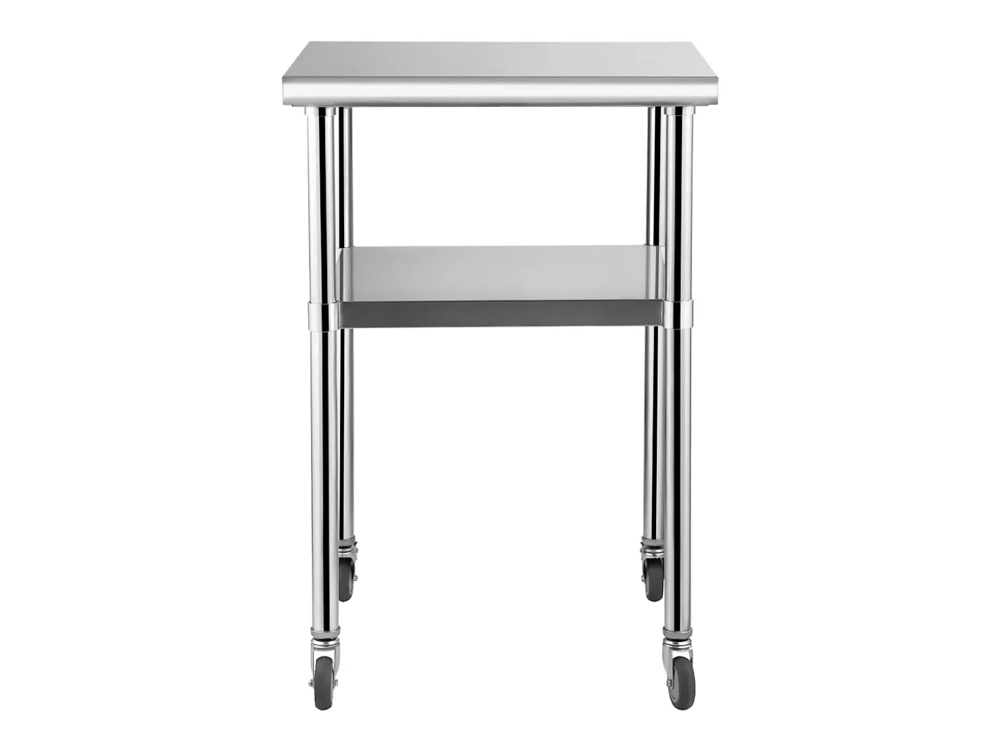 Mesa de Trabajo de Acero Inoxidable SucceBuy, 61 x 61 x 85 cm, Mesa de Preparación de Alimentos Comercial con Ruedas