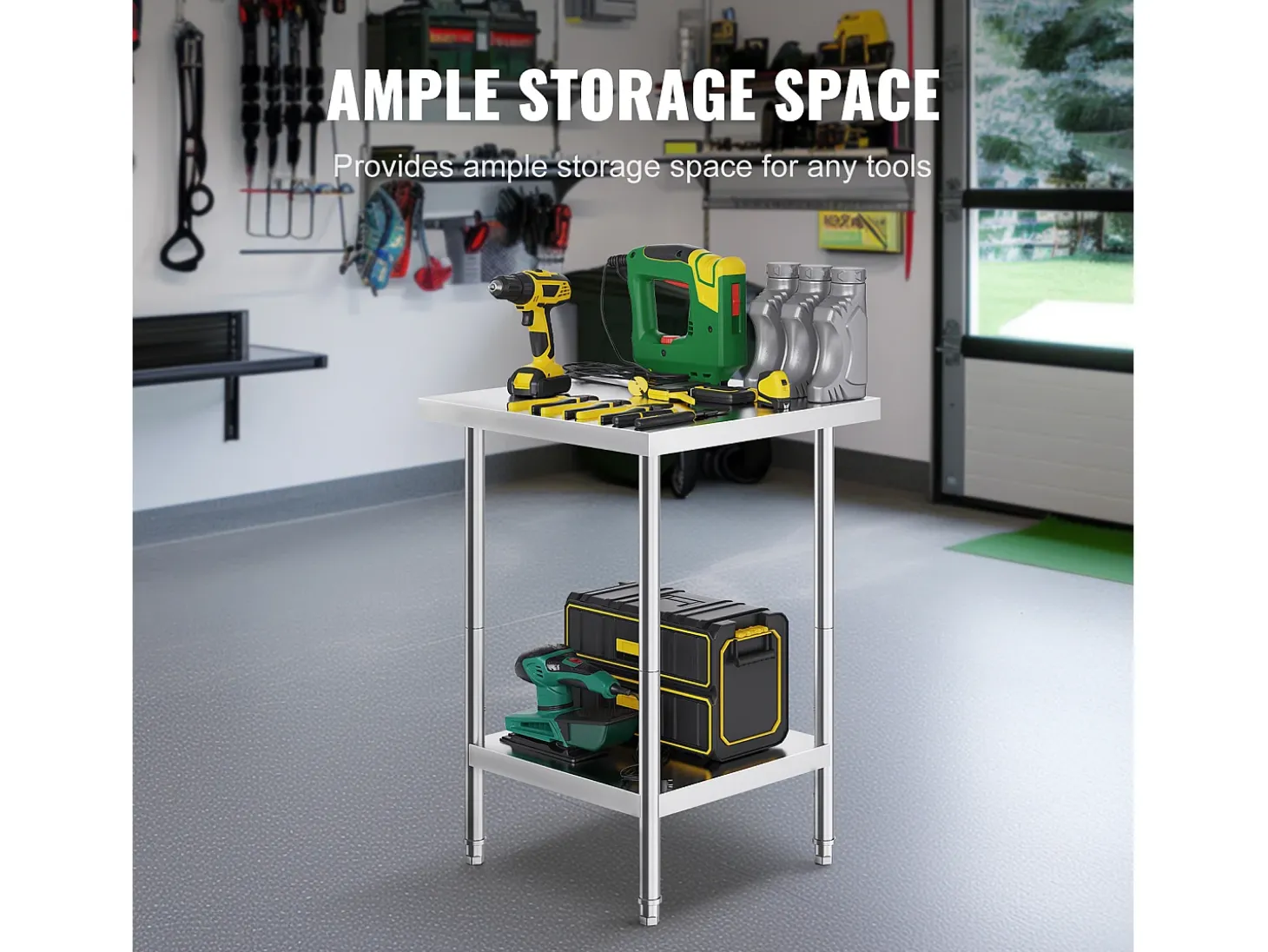 Mesa de Trabajo de Cocina SucceBuy 60.96x60.96x86.36 cm, Poste de Trabajo Alimentario Comercial