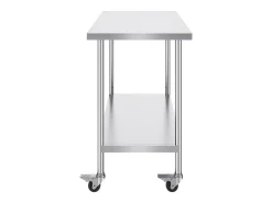 Mesa de Trabajo de Cocina SucceBuy 61 x 122 cm, Mesa de Preparación Comercial con 4 Ruedas